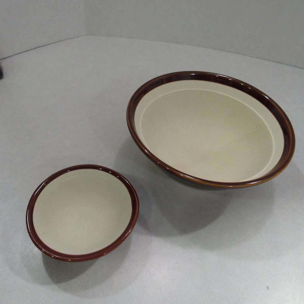 Pair Mortar Food Grinding Minimalist Ceramic Bowls Textured 7.5" & 4.5"